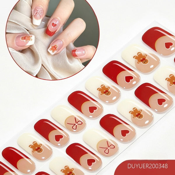 2026 New Christmas Gel Nail Sticker Lighting Harden Semi-Curing Nail Sticker