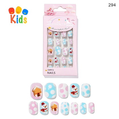 Mini Press On Nails For Kids 24Pcs-12Size