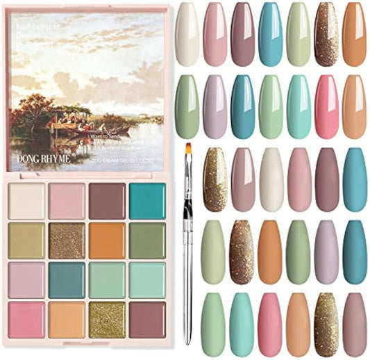 16 Colors Solid Gel Nails Polish Palette