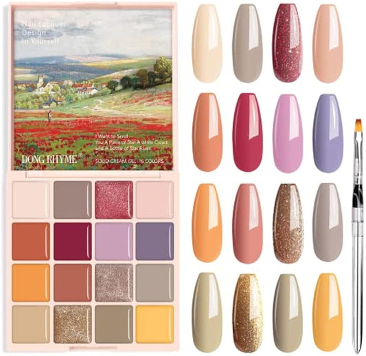 16 Colors Solid Gel Nail Polish Palette