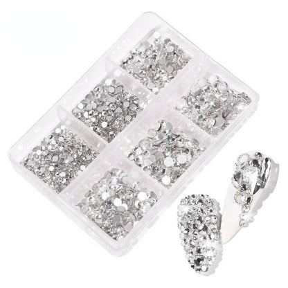 Nail art flat bottom diamond mixed color champagne 6 grid mixed batch nail DIY jewelry sticker diamond nail art jewelry