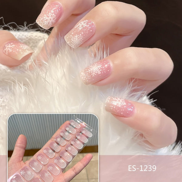 2026 New Christmas Gel Nail Sticker Lighting Harden Semi-Curing Nail Sticker