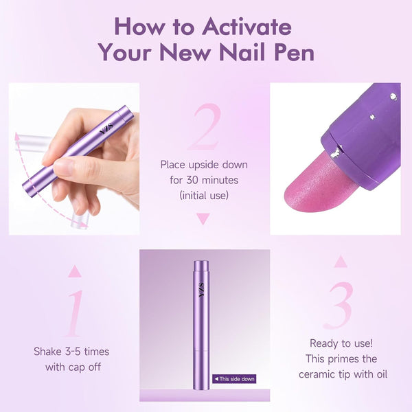 3-in-1 Cuticle Oil Pen Cuticle Pusher Nail Oil Pen with Ceramic Tip, Cuticle Treatment for Hangnails, Dry & Damaged Nails, Nail Cuticle Remover Pen
