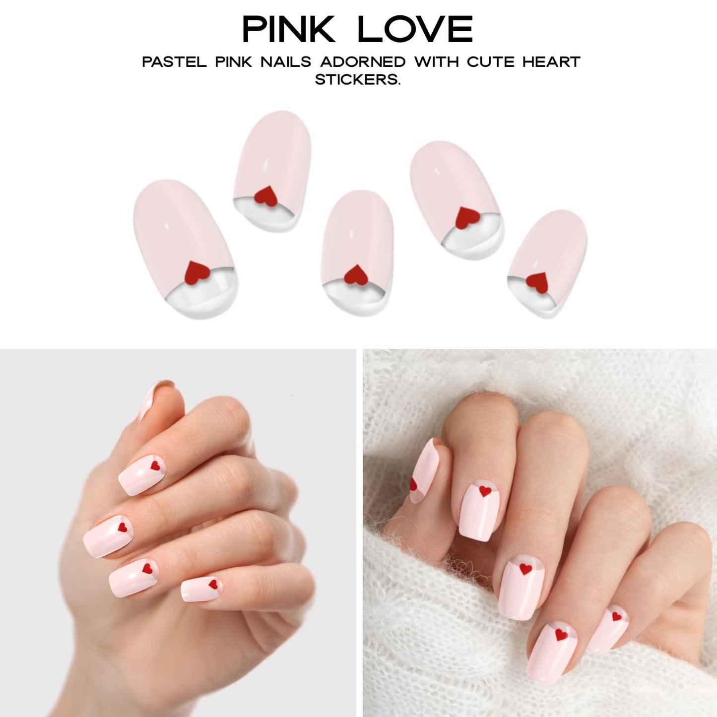 Semi Cured Gel Nail Strips Pink Love