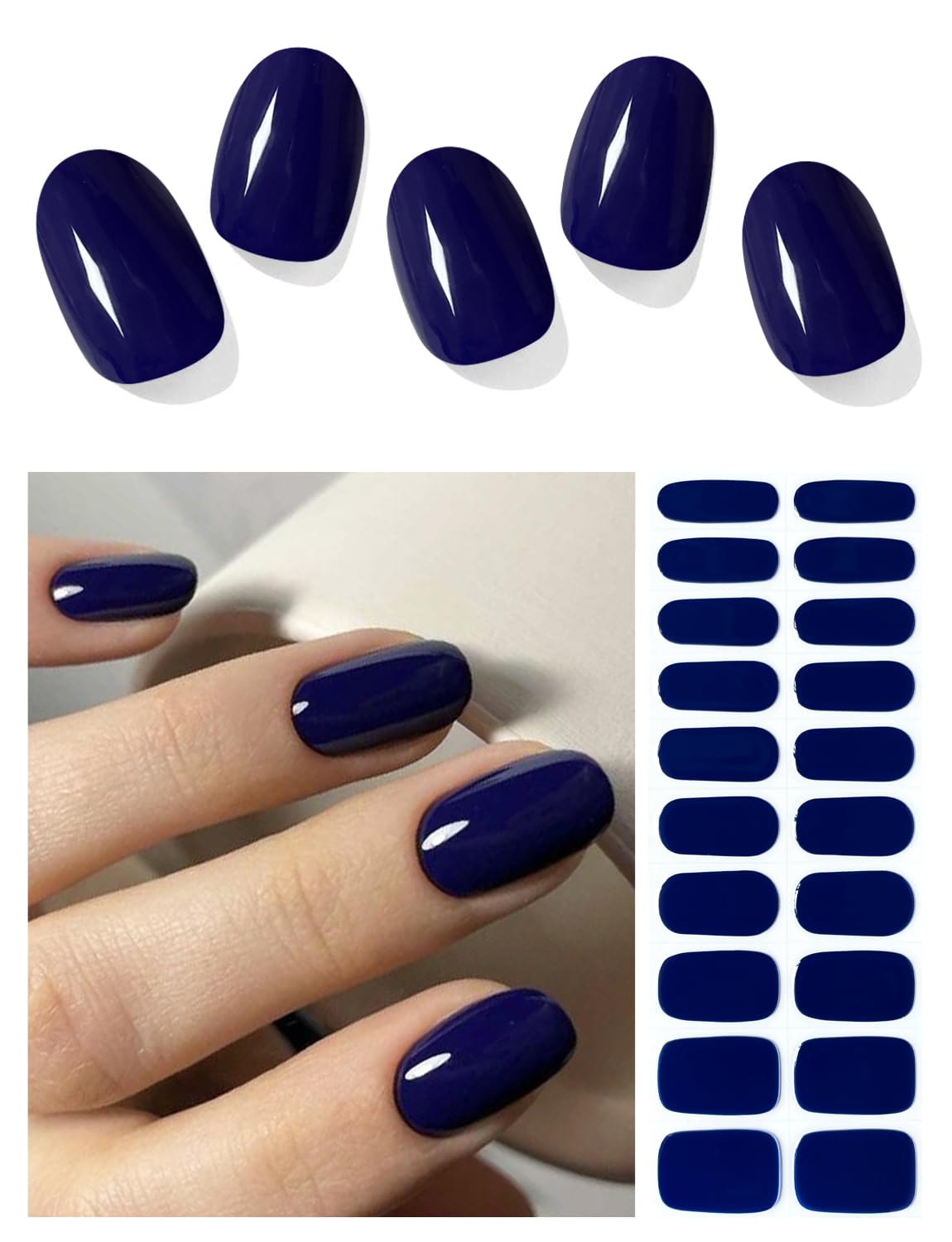 Semicured UV gel nail sticker deep blue