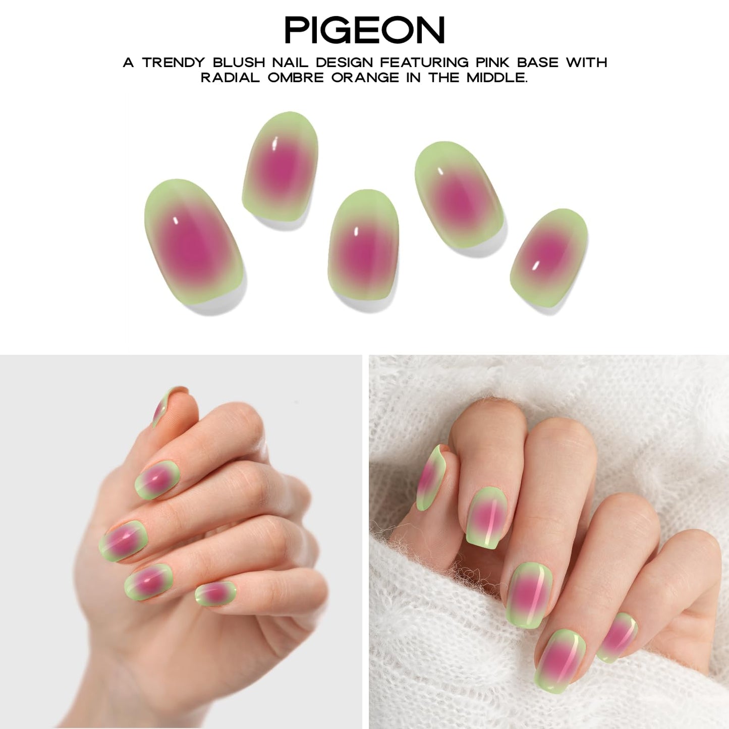 Semi Cured Gel Nail Strips Pink Pigeon