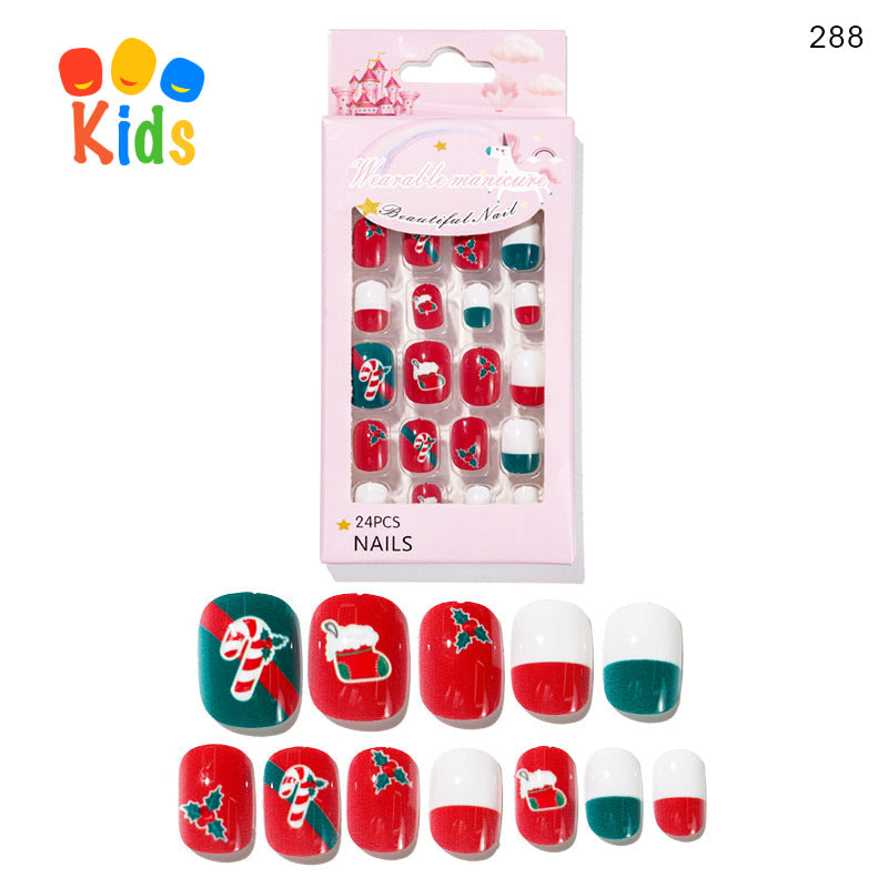 Mini press on nails for kids 24Pcs-12Size PNT-27