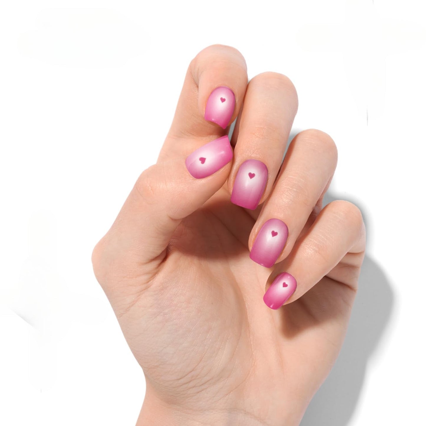 Semi Cured Gel Nail Strips Pink Heart