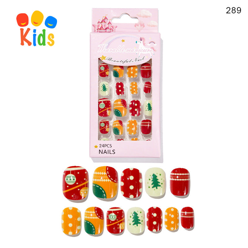 Mini Press On Nails For Kids 24Pcs-12Size