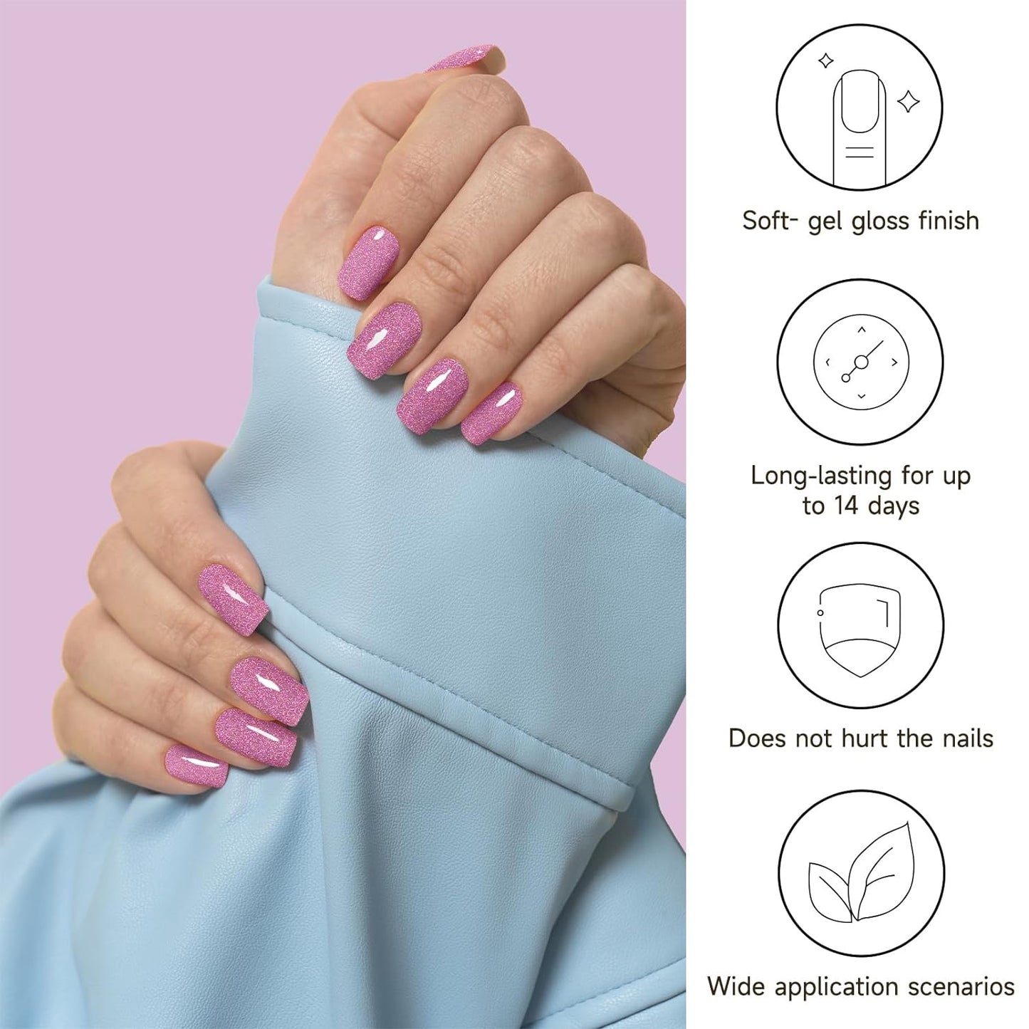 Semicured UV gel nail sticker kit UVG pink