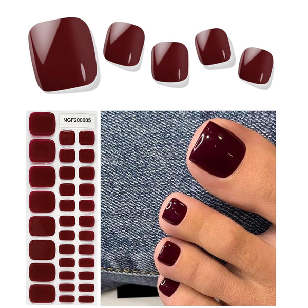Semi Cured Gel Nail Strips Red Wood