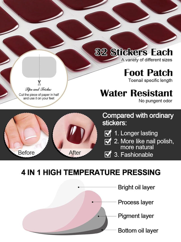 Semi Cured Gel Nail Strips Red Wood
