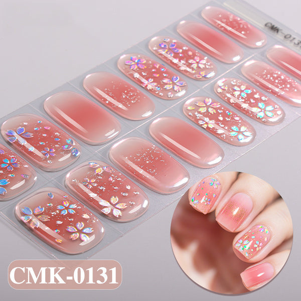 UV-Free Gel Nail Sticker Orange Flower