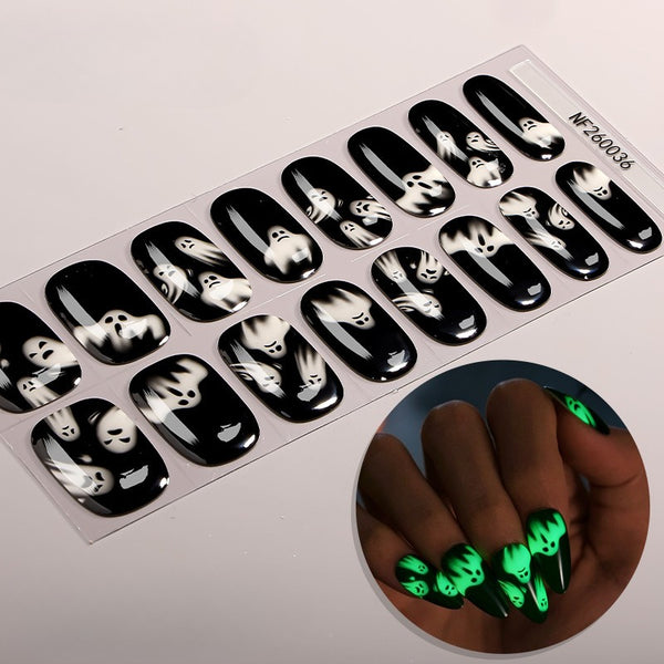 Halloween luminous semi-curable gel manicure sticker