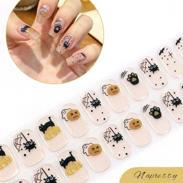 2026 New Christmas Gel Nail Sticker Lighting Harden Semi-Curing Nail Sticker