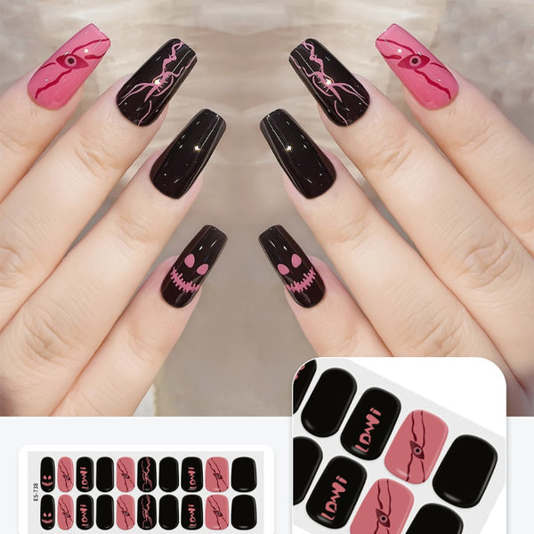 2026 New Christmas Gel Nail Sticker Lighting Harden Semi-Curing Nail Sticker