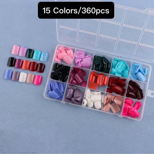 15 Colors 360pcs /Set Press On Nails 24pcs/Color FN19