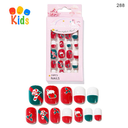 Mini Press On Nails For Kids 24Pcs-12Size