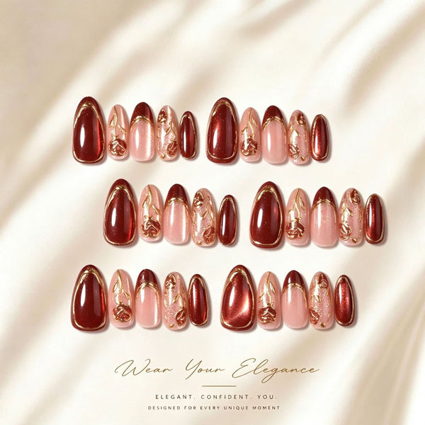 30 Burgundy Gilt Roses