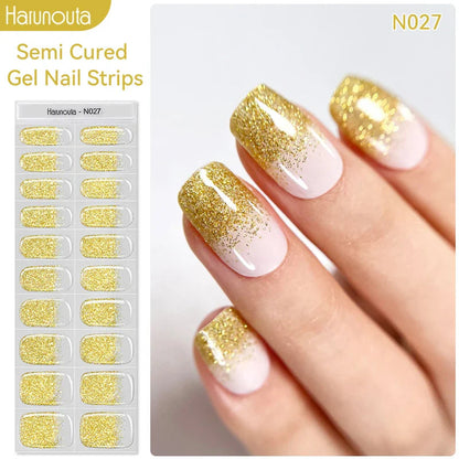 Semi Cured Gel Nail Strips Golden Amber