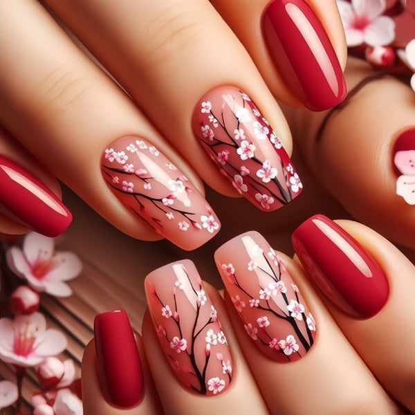 Faux Ongles Motifs Floraux