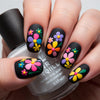 Ongles mats fleuris colorés