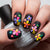Ongles mats fleuris colorés