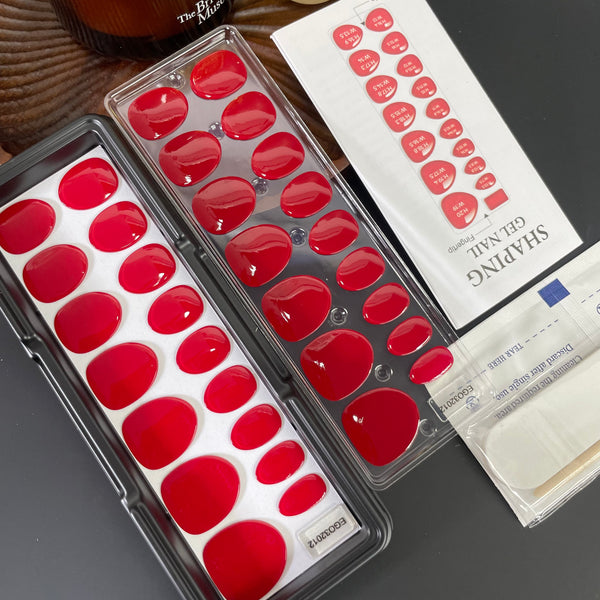 Red Oval|32 Pcs Soft Gel Press-On Nails Real Gel Nail Extensions