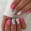Hot Blue Green Butterfly Nail Art Square False Nails
