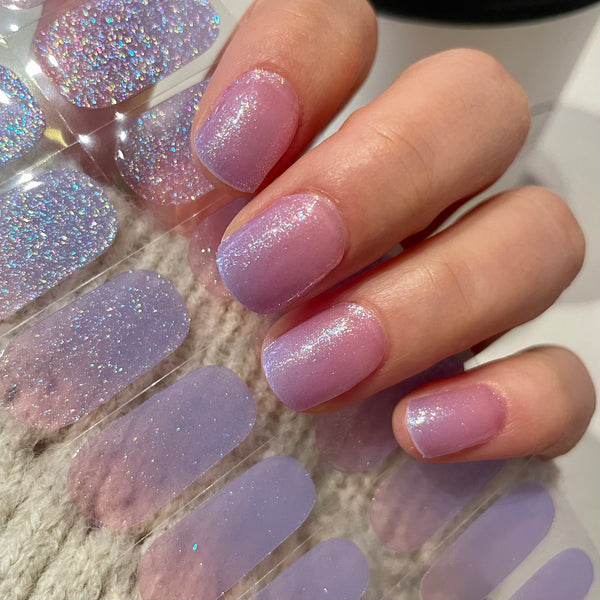 UV-free gel nail Purple Pink Glitter