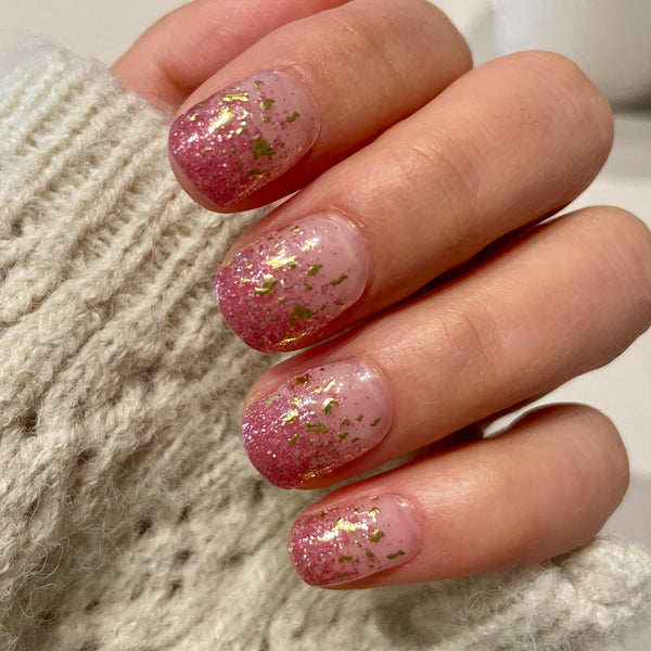 UV-free gel nail Red Glitter