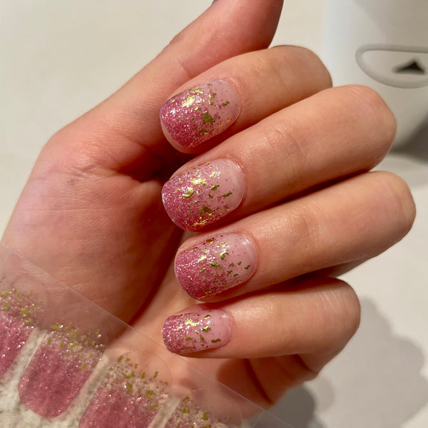 UV-free gel nail Red Glitter