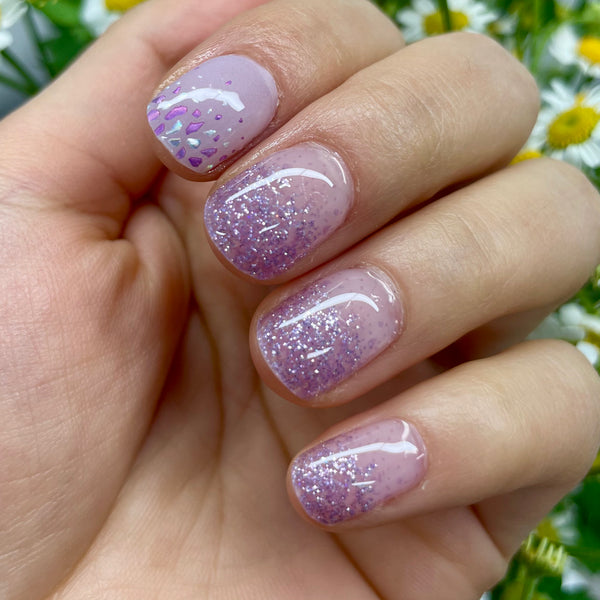 UV-free gel nail Purple Glitter