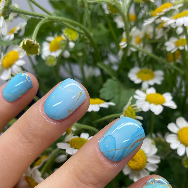 UV-free gel nail Blue & Golden