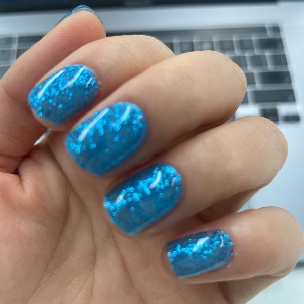 UV-free gel nail Blue Glitter