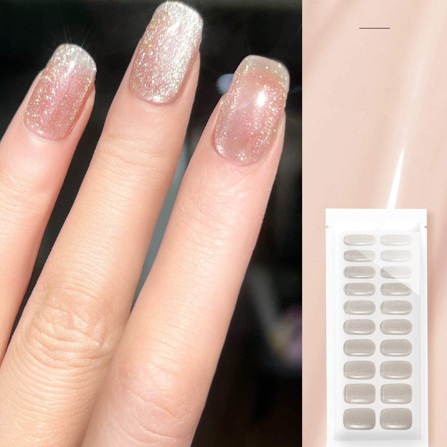 Semicured UV gel nail sticker cat eye