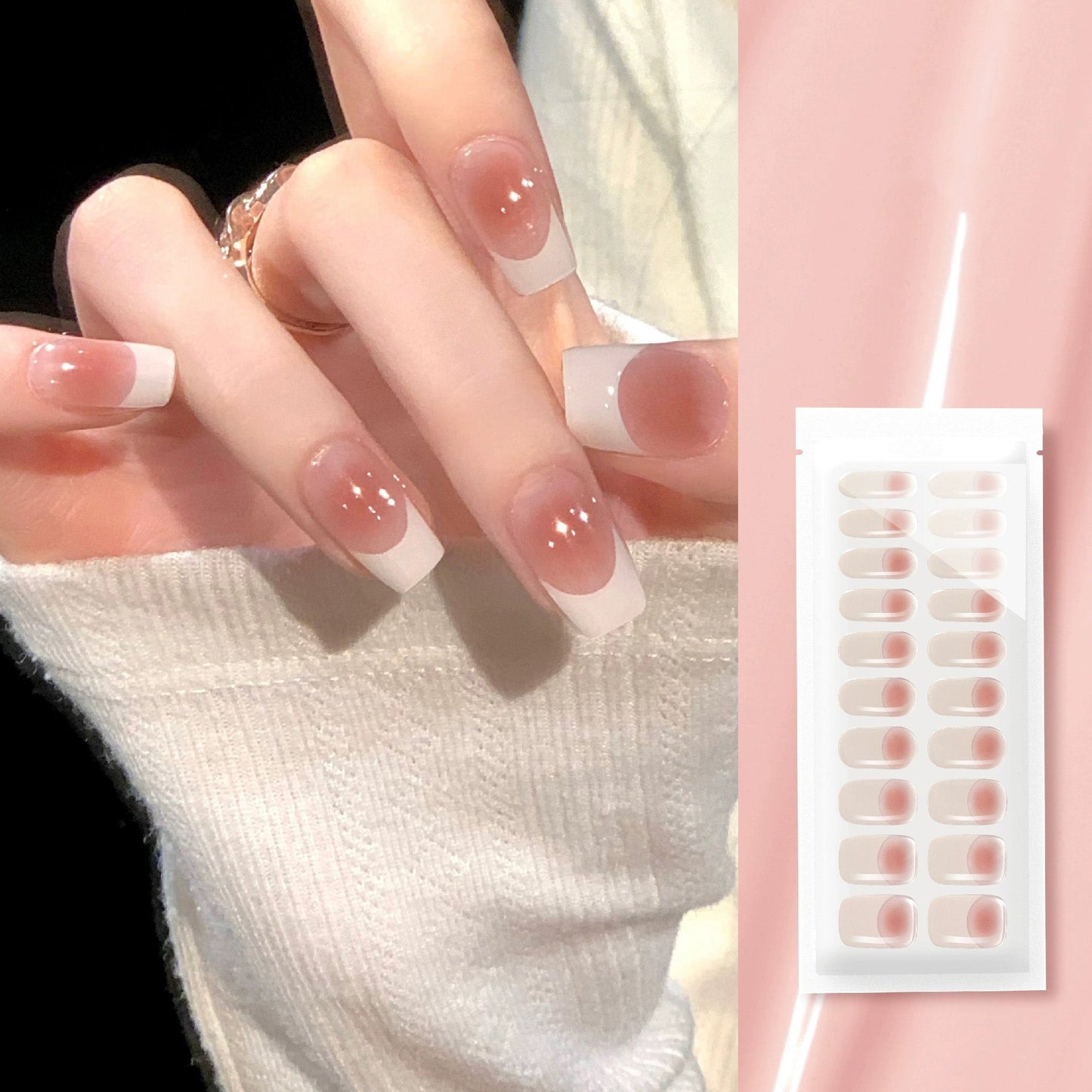 Semicured UV gel nail sticker peach