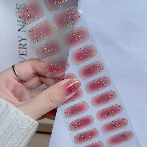 UV Gel Sticker semi-cured Red Glitter