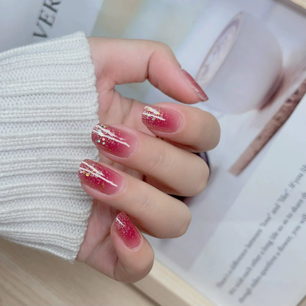 UV Gel Sticker semi-cured Red Glitter