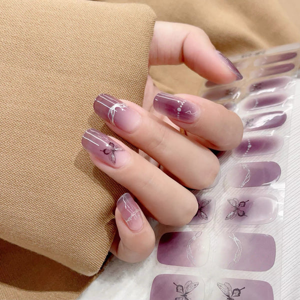 UV Gel Sticker semi-cured Purple Butterfly