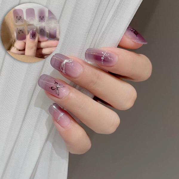 UV Gel Sticker semi-cured Purple Butterfly