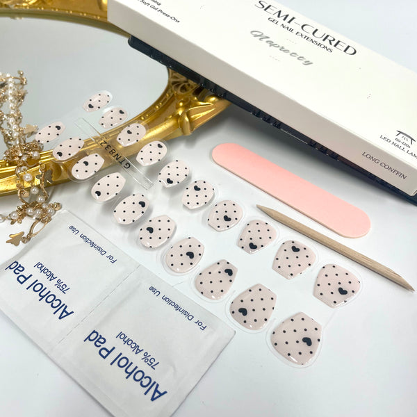 Semi-curing gel nail extensions