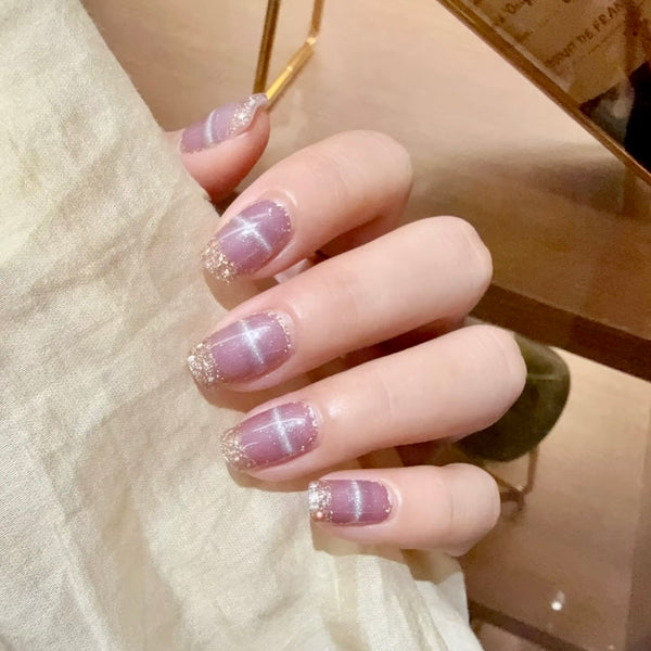 UV Gel Sticker Semi-cured Golden Glitter French