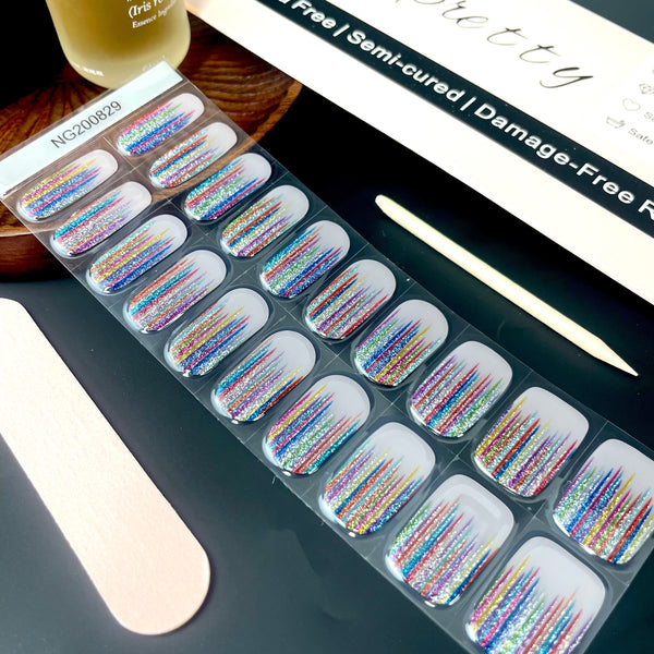 Semi-cured nail sticker Colorful Glitter