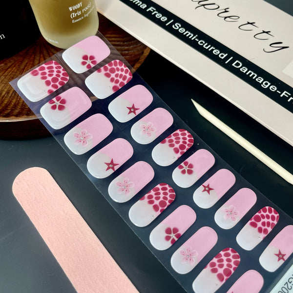Semi-cured nail sticker Pink Flower