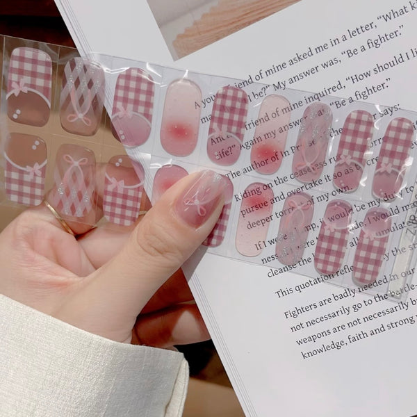 UV Gel Sticker Semi-cured Ballet Bow Gingham