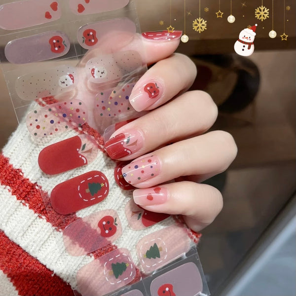UV Gel Sticker Semi-cured Christmas Apple Cheer