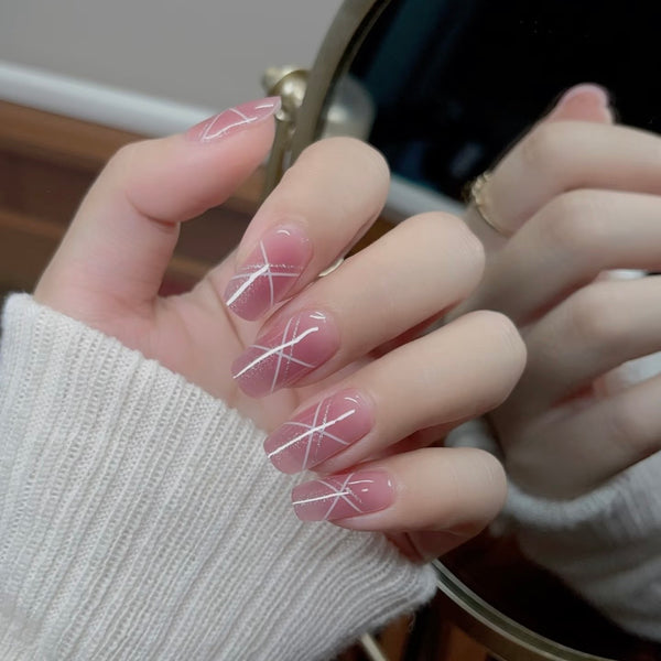 UV Gel Sticker Semi-cured Blush Silver Argyle