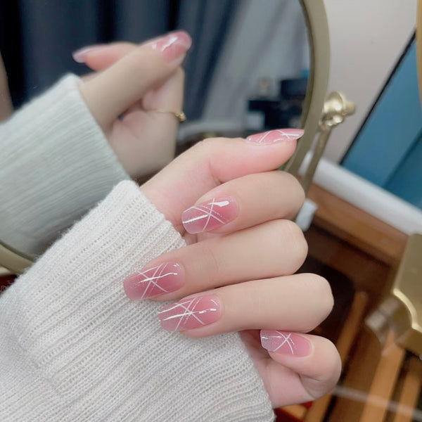 UV Gel Sticker Semi-cured Blush Silver Argyle
