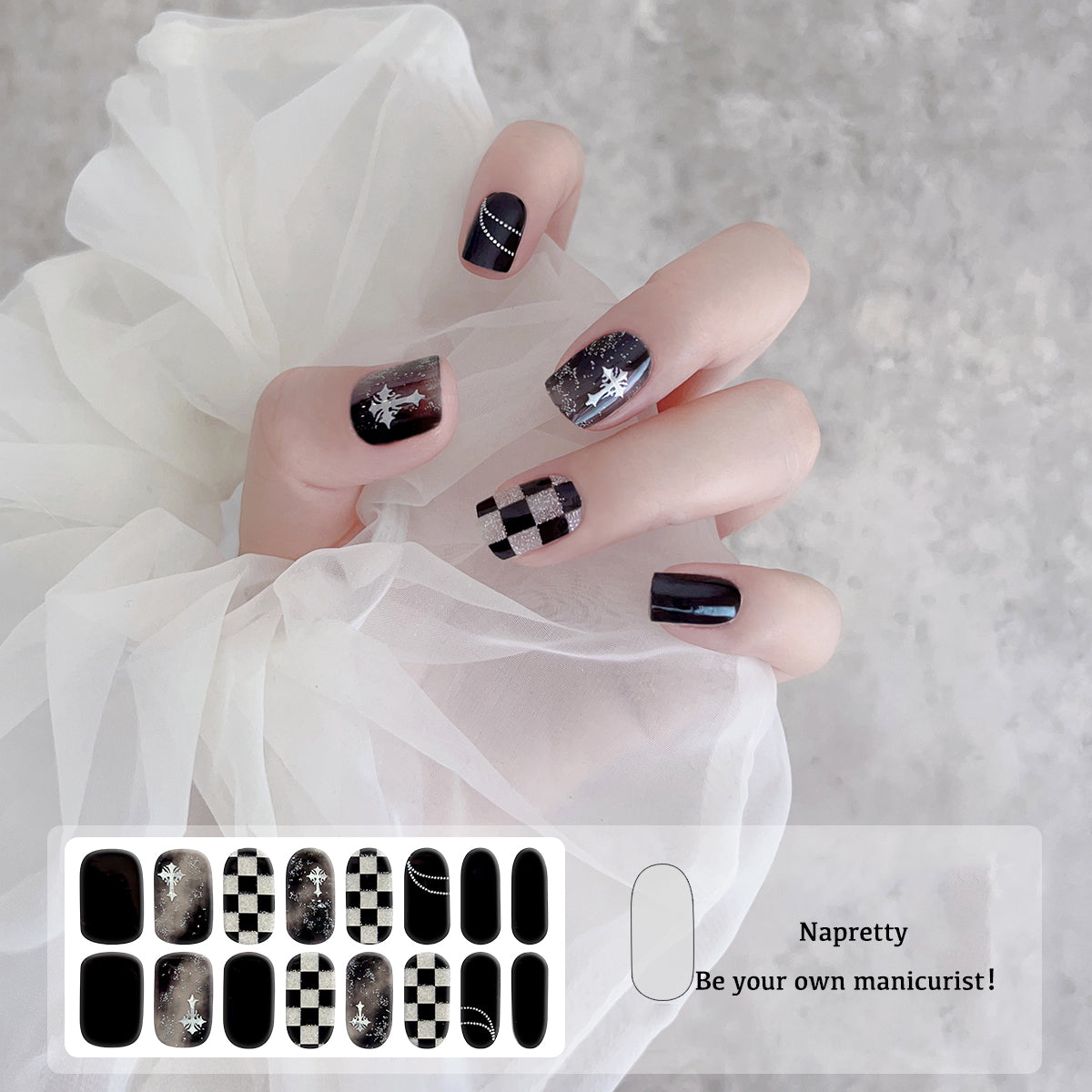 Semicured UV gel nail sticker kit JM094